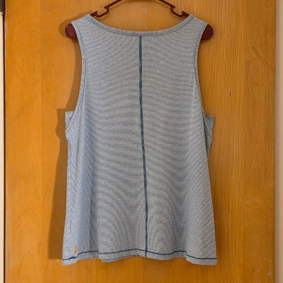 Lucy Dashing Sleeveless Striped Pocket Tank Top Teal Blue Size L Stretch Casual - Picture 2 of 9